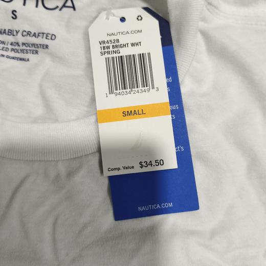 瑕疵Nautica/诺帝卡 男士夏季棉质胸前印花舒适休闲圆领短袖T恤 商品图3