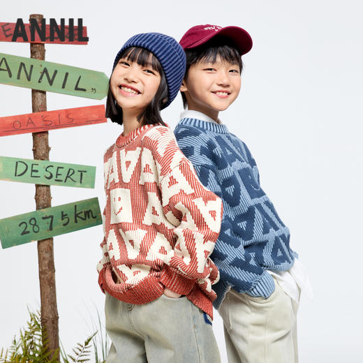 男女童圆领长袖针织衫冬季新款安奈儿童装EM444617 商品图1