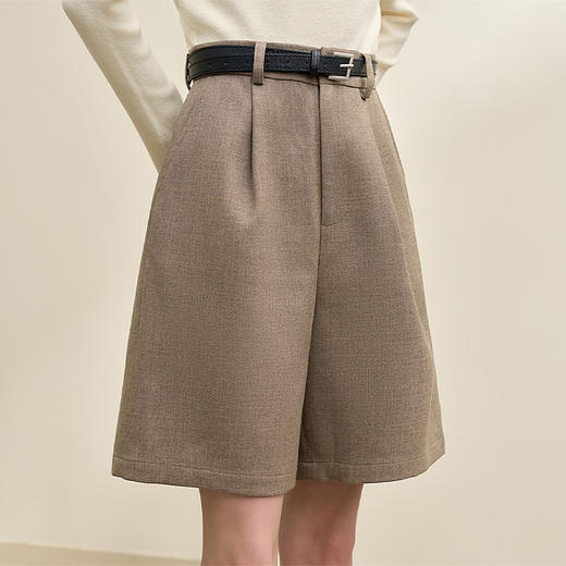 复古英伦风西装裤女早春双压褶遮肚显瘦高腰直筒短裤V3642523 商品图2