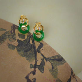 龢盒原创 灵蛇开运翡翠平安圈耳钉