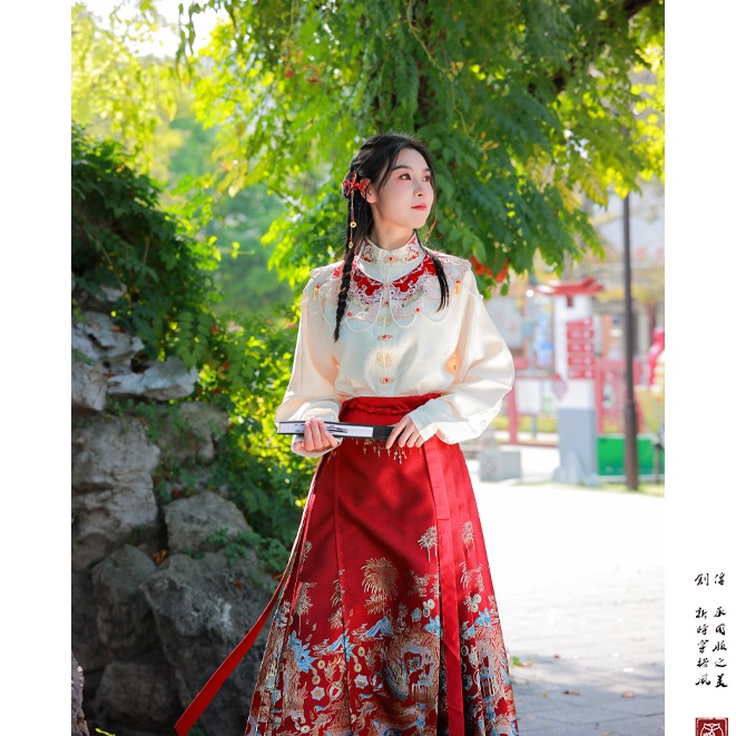 【游龙万象·火赫】马面裙套装织金妆花马面裙改良国风新中式云肩套装