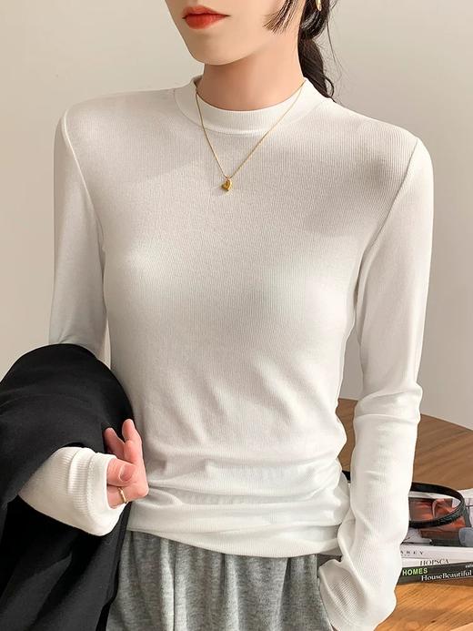 【YW】无忧购韩版休闲百搭2.0加厚磨毛小立领打底衫（截单后3-5天发货) 商品图1