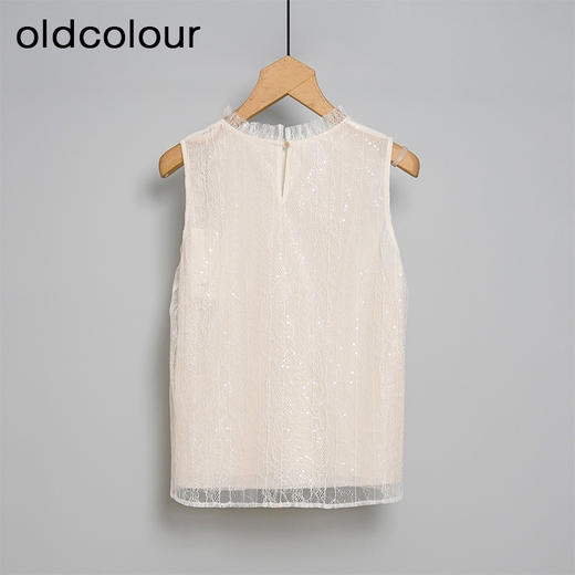 oldcolour时尚气质百搭亮片蕾丝背心无袖套头衫N10008247 商品图1