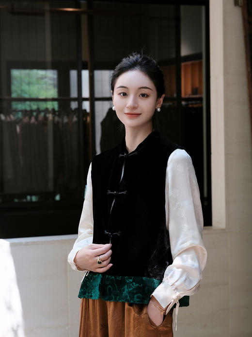 盛唐牡丹|限量款|黑色丝绒马甲拼色漳绒(售完不补) 商品图1