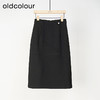 oldcolour春秋款黑色百搭高腰显瘦直筒中长款半身裙女DM33063169 商品缩略图0