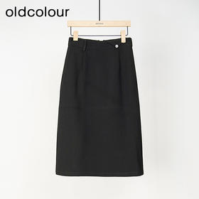 oldcolour春秋款黑色百搭高腰显瘦直筒中长款半身裙女DM33063169