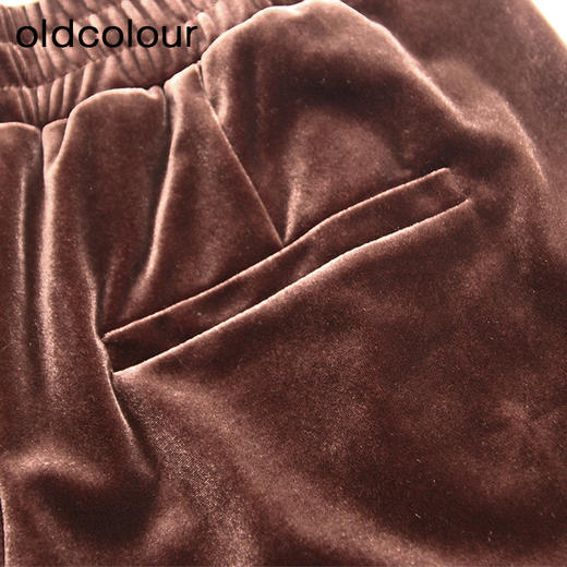 oldcolour秋冬款复古气质松紧腰直筒阔腿休闲长裤L44073426 商品图3