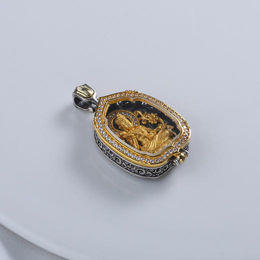 【宏艺珠宝】荷花叶噶乌盒白钻款·生肖·银s925挂坠（默认配手工编织绳） 商品图4