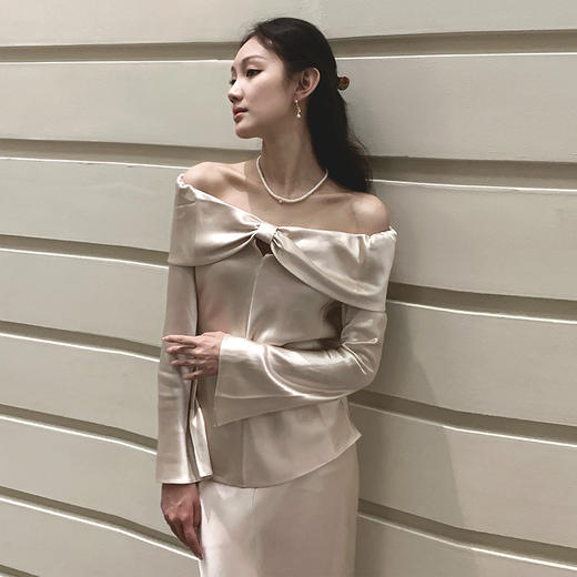 【顺丰包邮】99924 洛诗琳一字肩醋酸上衣醋酸羊毛钩花半裙两件套611 商品图4