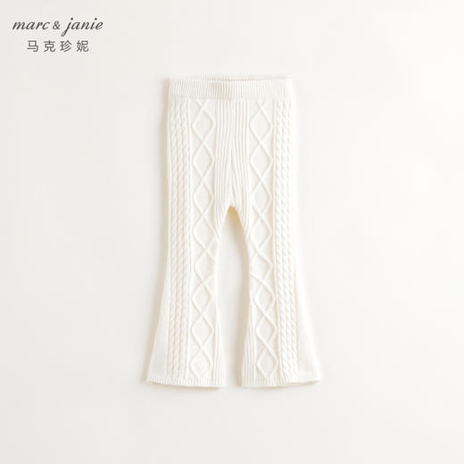 马克珍妮女童扭花绵羊毛针织微喇裤儿童裤子2024年秋冬新款241693 商品图1