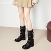 西遇复古裤管靴女新款秋冬西部牛仔堆堆靴小个子厚底中筒靴子D3947700 商品缩略图3