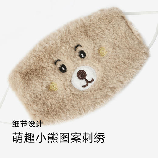 森马帽子口罩套装女2024新款可爱小熊连帽围巾一体秋冬保暖毛绒绒 商品图2