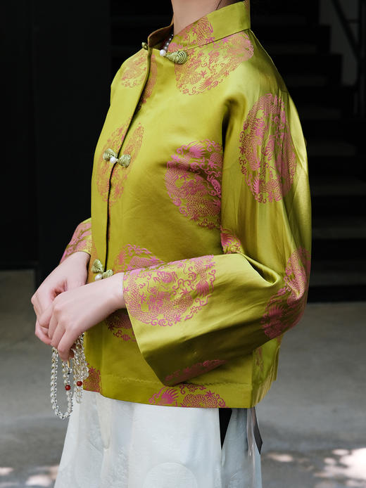 盛唐牡丹|真丝花蕾缎双龙团纹外套 商品图2