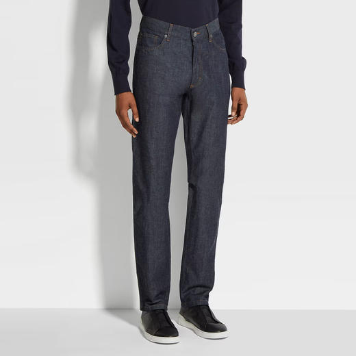 ZEGNA 杰尼亚 男士棉麻 ROCCIA 休闲牛仔裤 蓝色 E7I91A5 CITY 001 商品图1