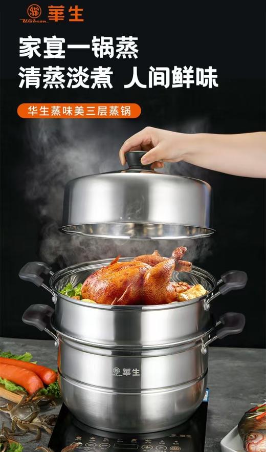 CY华生蒸味美三层复底蒸锅34CM 商品图0