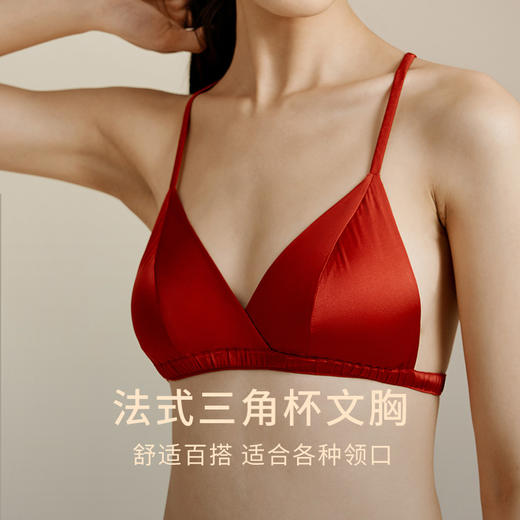 一起红】金三塔桑蚕丝文胸套装红色婚庆三角杯文胸内裤组合红品本命年   NSF8A302LH/NZFDA306LH 商品图2