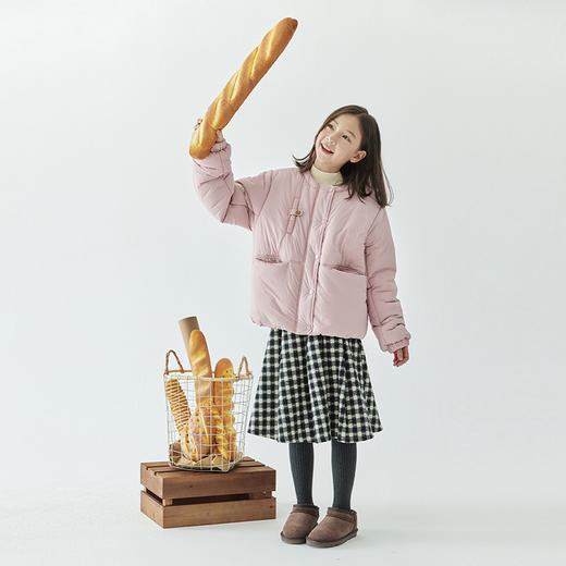 棵初冬季新款女童可爱樱花粉棉服中大童防泼水加厚绗棉外套 商品图3