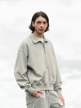 EviStub/E-4QWY711/五色重磅定染460G美式半拉链POLO翻领卫衣