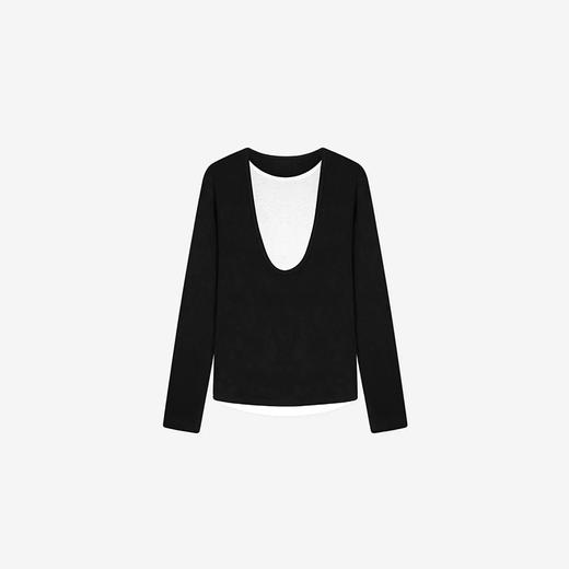 U领撞色假两件长袖衫 3521020015 商品图5