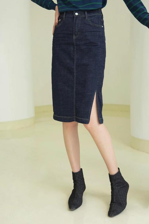 07720#前开叉牛仔裙 商品图1