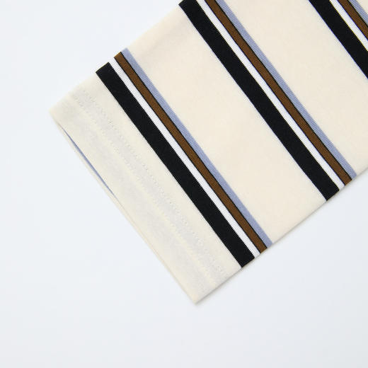 慵懒风复古条纹长袖T恤女秋季OVERSIZE圆领T恤V3642585 商品图5