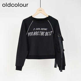 oldcolour黑色休闲气质百搭宽松长袖T恤女L41023194