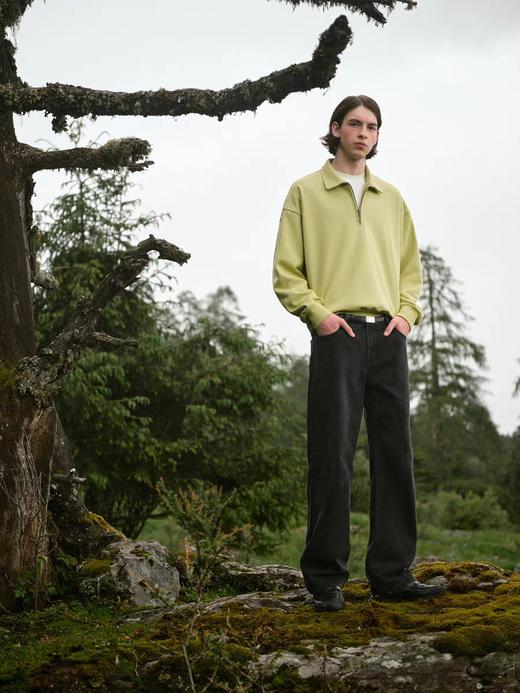 EviStub/E-4QWY711/五色重磅定染460G美式半拉链POLO翻领卫衣 商品图1