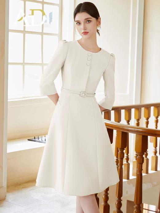 AD上班族通勤连衣裙秋装女2024新款圆领西装裙七分袖职业装工作服 商品图2