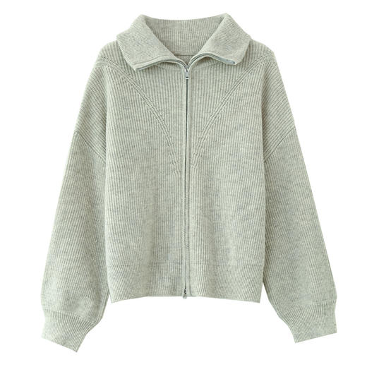 CC-SD2779羊毛衣外套女针织开衫软糯复古春秋季外穿拉链上衣通勤短款外套女 商品图4