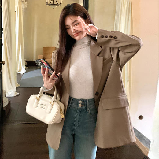 西遇复古经典西装外套女秋季新款经典时髦显瘦气质翻领外套SS141041 商品图2