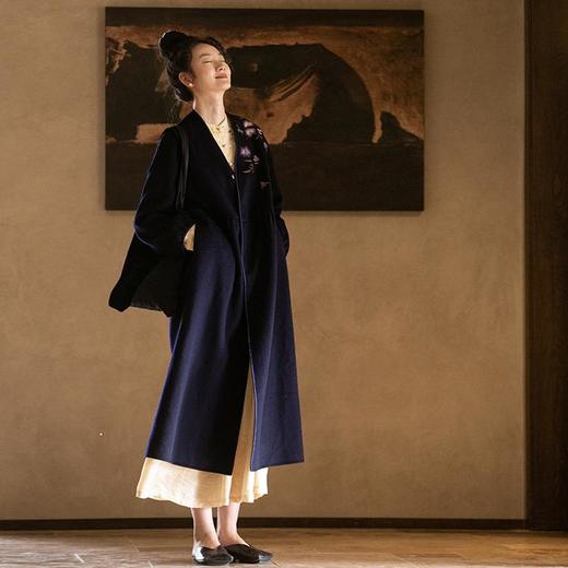 牧衣游原创手工刺绣双面呢进口长毛呢外套软糯轻盈毛呢大衣 春望 商品图2