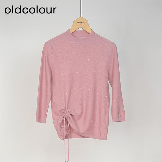 oldcolour春秋款圆领百搭简约气质内搭抽褶毛织套头衫女GM31052826 商品图2
