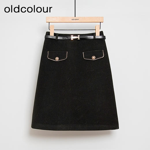 oldcolour秋冬款高腰显瘦百搭小香风气质通勤短款半身裙女DM41061934 商品图2
