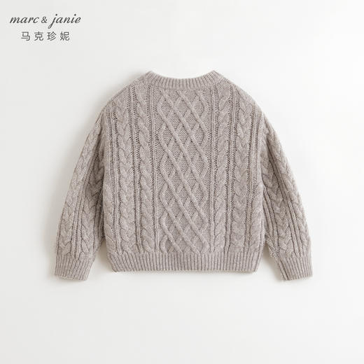 马克珍妮男童立体扭花绵羊毛毛衣儿童针织衫2024年秋冬新款241767 商品图2