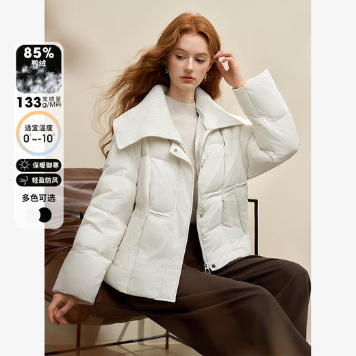 设计感气质拼接针织围领羽绒服女秋冬保暖显瘦面包服外套V0043415 商品图0