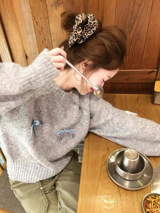 蝴蝶结灰色马海毛 商品图0