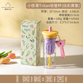 小枝荨tritan吸管杯650ml-炫彩黄紫