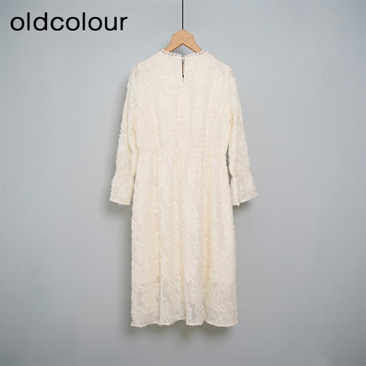 oldcolour米色设计感气质优雅百搭高腰长袖连衣裙女L41103195 商品图1