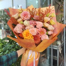 橘色系混搭花束