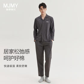 美季美优男士棉质印花长袖套装