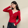 西遇假两件针织衫上衣女新款内搭修身短款长袖打底衫D3742579 商品缩略图2