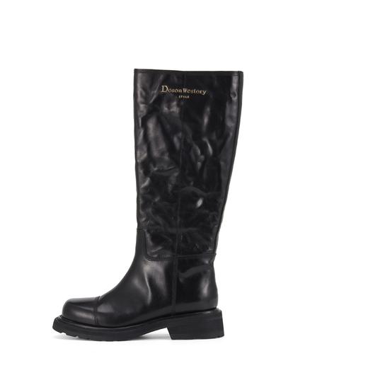 westory2024年秋冬新款优雅风粗平跟百搭高筒靴军靴W24DQ84411 商品图3