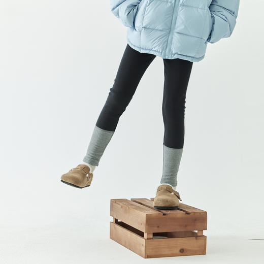 棵初冬季新品童装撞色拼接加绒打底裤中大童外穿弹力百搭长裤 商品图2