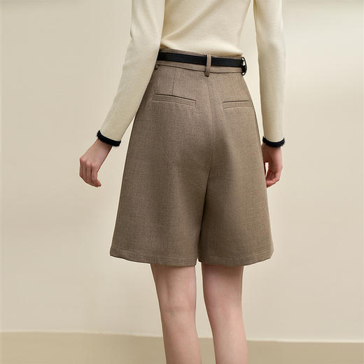 复古英伦风西装裤女早春双压褶遮肚显瘦高腰直筒短裤V3642523 商品图4