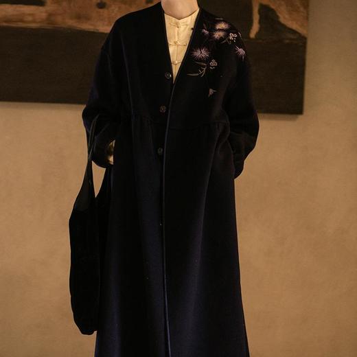 牧衣游原创手工刺绣双面呢进口长毛呢外套软糯轻盈毛呢大衣 春望 商品图0