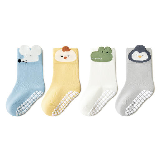 【四双组合装！】贝比婴儿袜2024秋季新款100%纯棉男女宝宝袜子点胶防滑儿童地板袜 商品图4