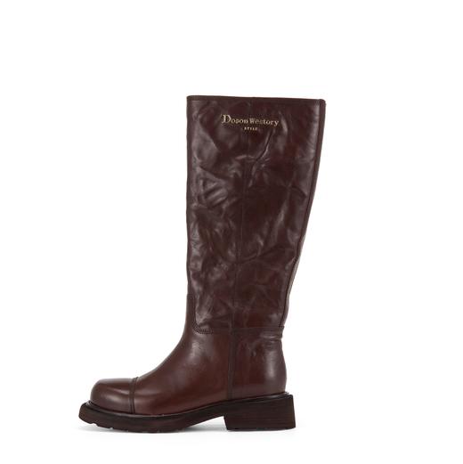 westory2024年秋冬新款优雅风粗平跟百搭高筒靴军靴W24DQ84411 商品图6