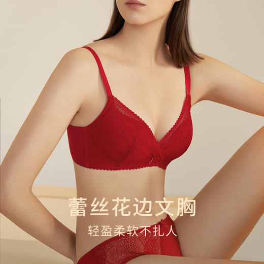 一起红】金三塔桑蚕丝文胸套装红色婚庆亲肌棉文胸内裤本命年  NZFDC305LH/NZF7A306LH/NZFAB307LH 商品图4
