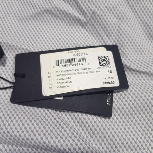 瑕疵HUGO BOSS Performance 男士黑标温莎领弹力商务休闲长袖衬衫 商品图2