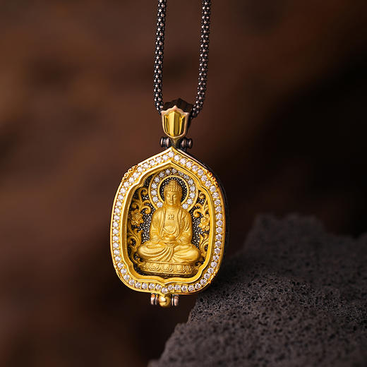 【宏艺珠宝】荷花叶噶乌盒白钻款·生肖·银s925挂坠（默认配手工编织绳） 商品图12